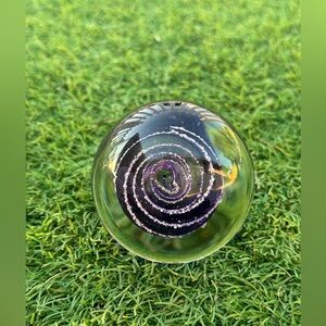 Vintage MG sample purple swirl paperweight signed MG